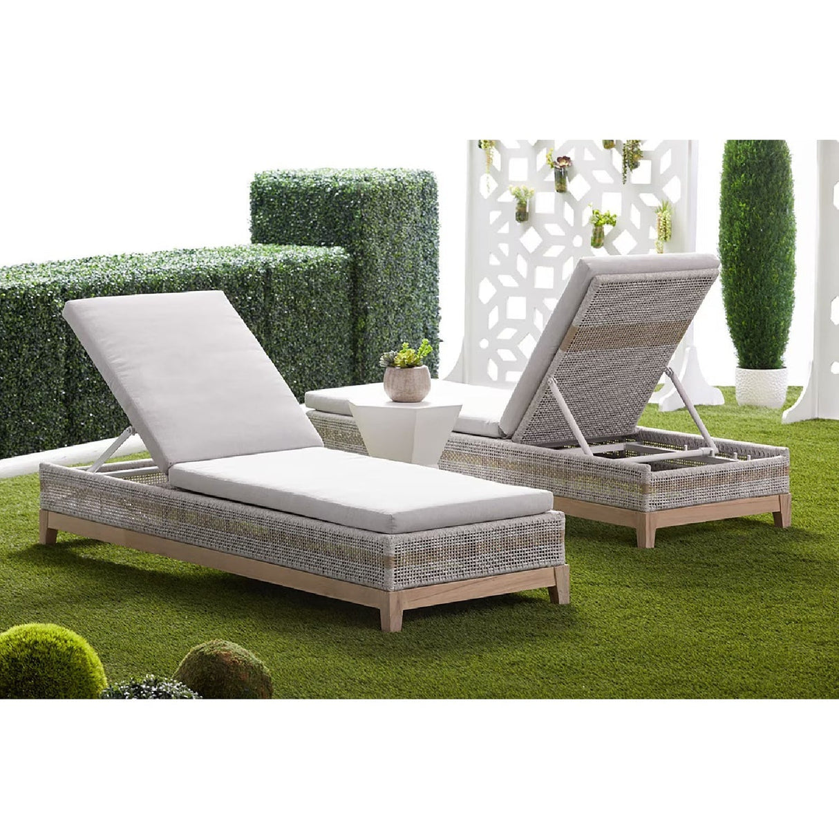 Modern European furniture - Taupe Stripes Outdoor Chaise Lounge - www.oroa.com