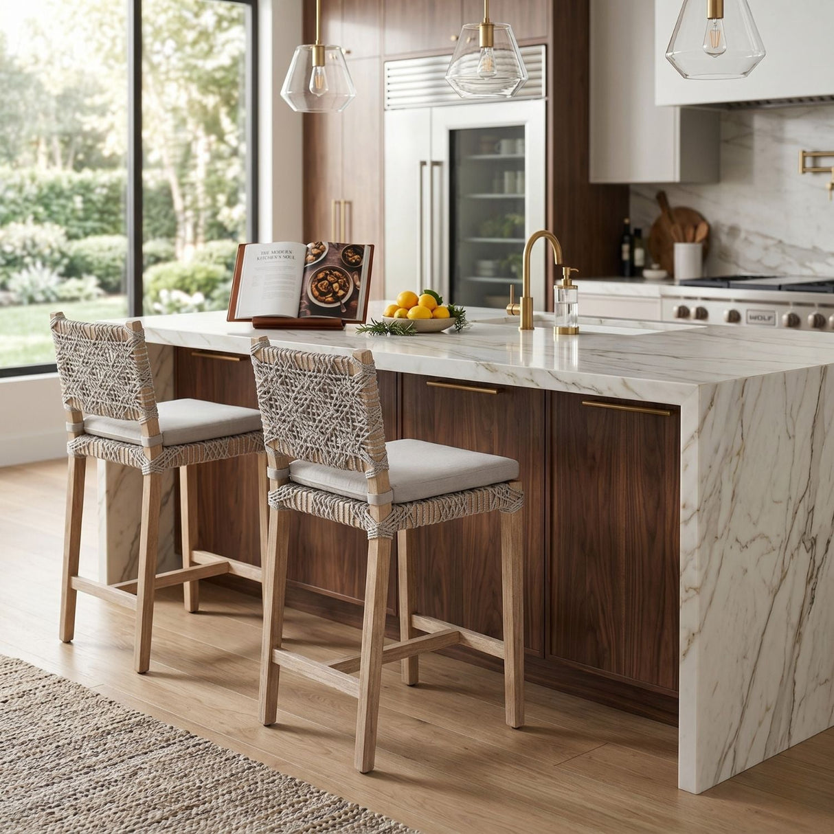 Modern European furniture - Interlaced Flat Rope Counter Stool - www.oroa.com