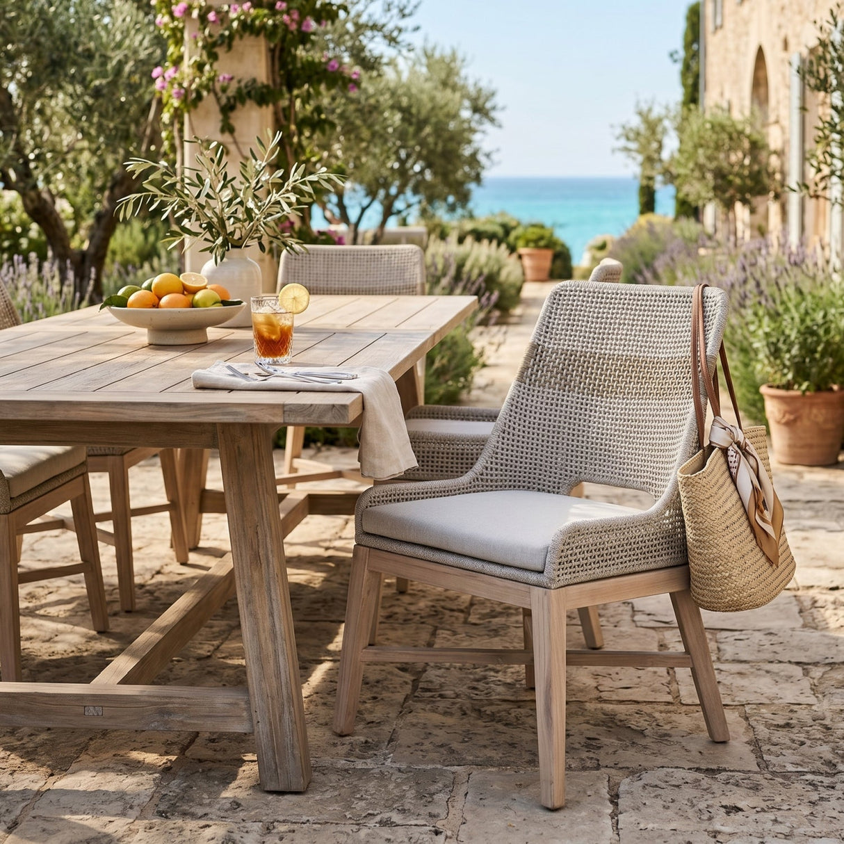Modern European furniture - Taupe Rope Outdoor Dining Chairs (2) - www.oroa.com