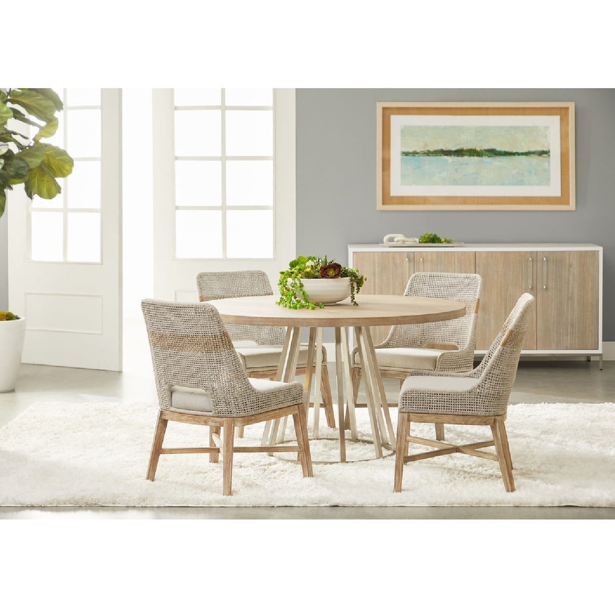 Modern European furniture - Taupe Stripe Rope Dining Chairs (2) - www.oroa.com