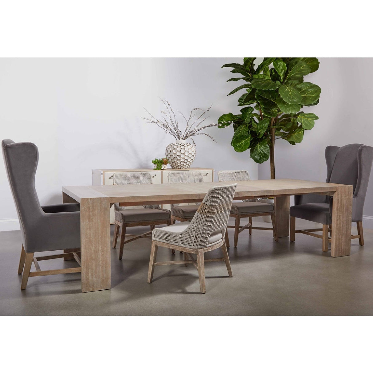 Modern European furniture - Taupe Stripe Rope Dining Chairs (2) - www.oroa.com