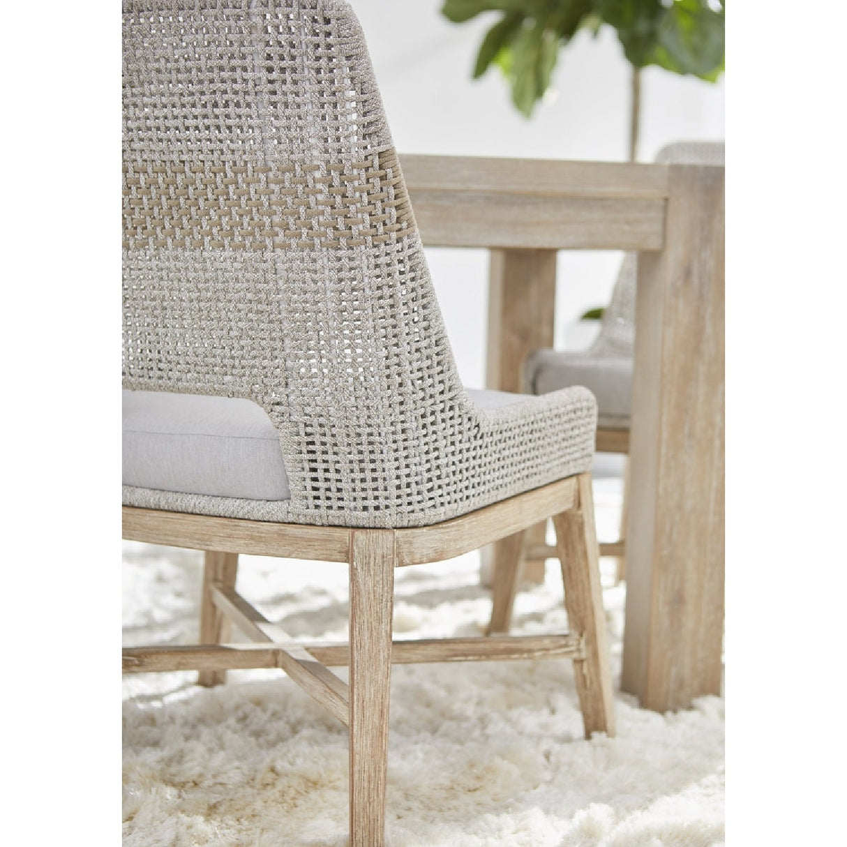 Modern European furniture - Taupe Stripe Rope Dining Chairs (2) - www.oroa.com