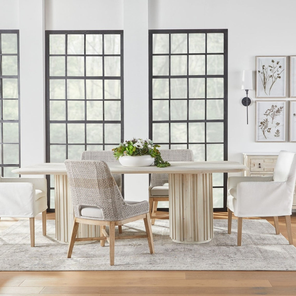 Modern European furniture - Taupe Stripe Rope Dining Chairs (2) - www.oroa.com
