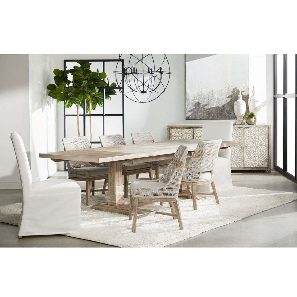 Modern European furniture - Taupe Stripe Rope Dining Chairs (2) - www.oroa.com