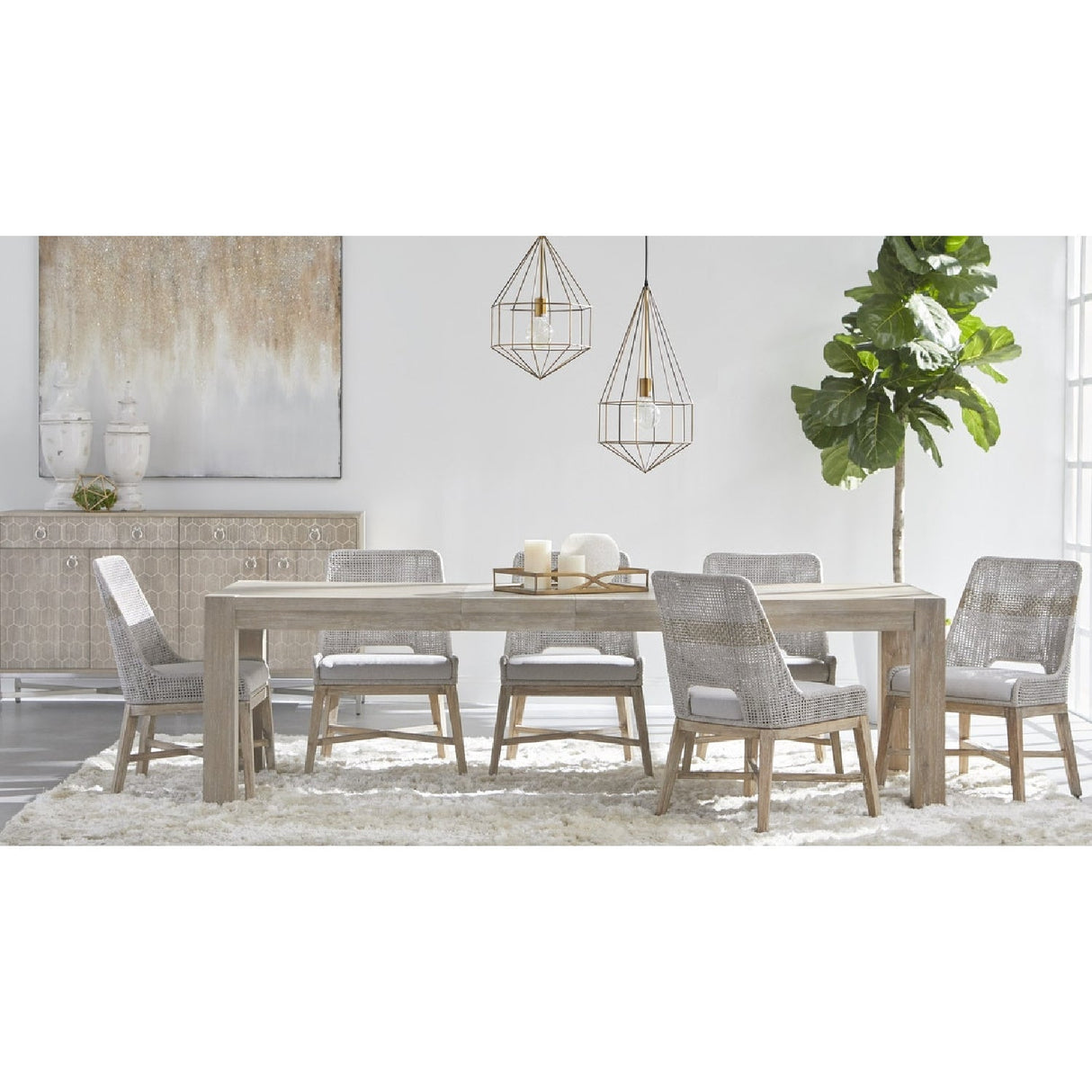 Modern European furniture - Taupe Stripe Rope Dining Chairs (2) - www.oroa.com