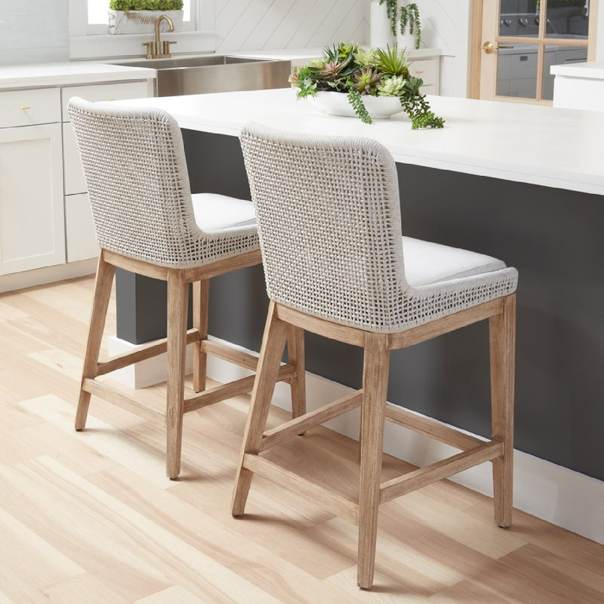 Modern European furniture - White Flat Rope Counter Stool - www.oroa.com