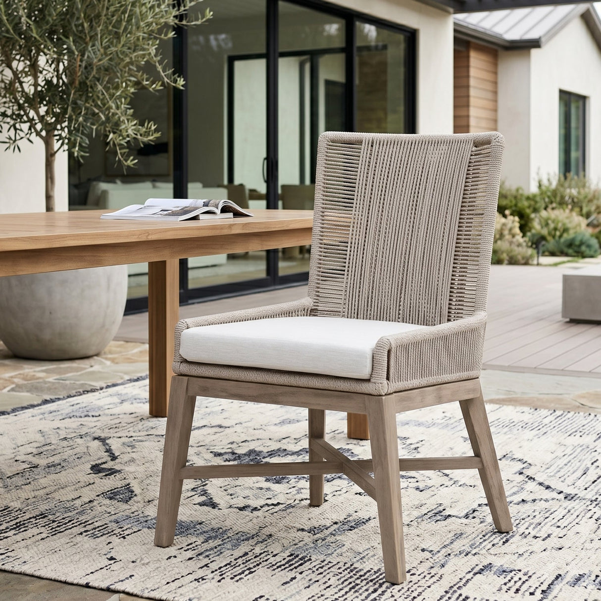Modern European furniture - Beige Rope Outdoor Dining Chairs (2) - www.oroa.com