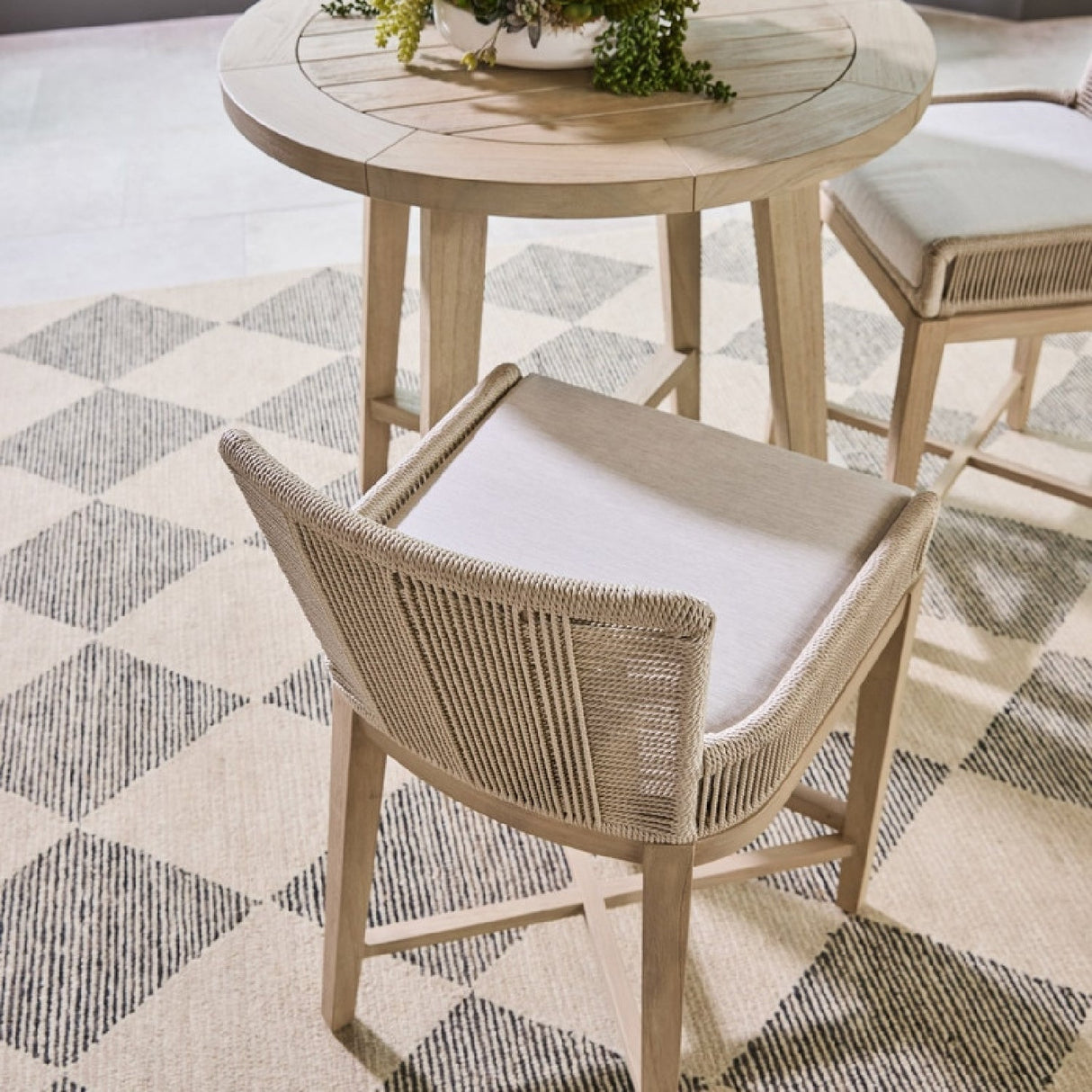 Modern European furniture - Beige Rope Outdoor Counter Stool - www.oroa.com