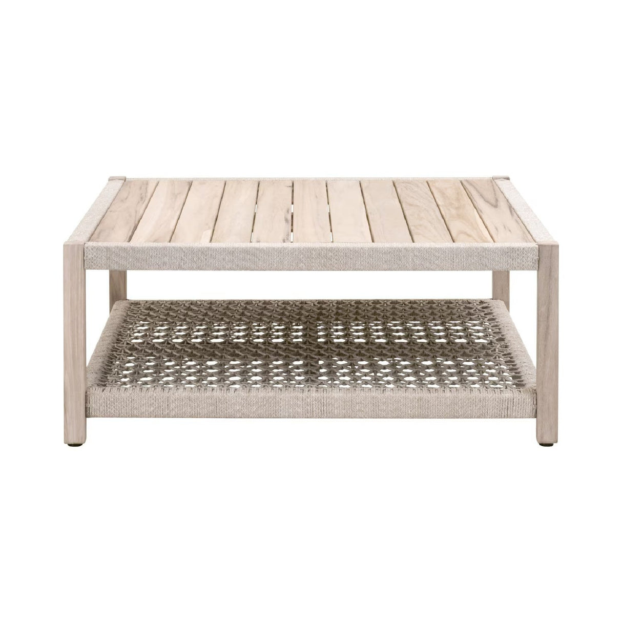 Teak Square Outdoor Coffee Table | Living Essentials Wrap – side view
