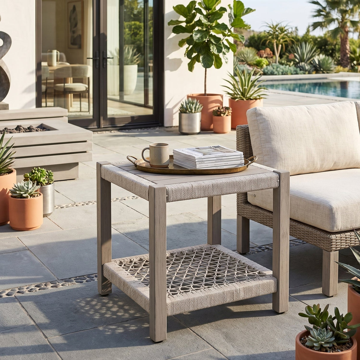 Modern European furniture - Teak Outdoor End Table - www.oroa.com