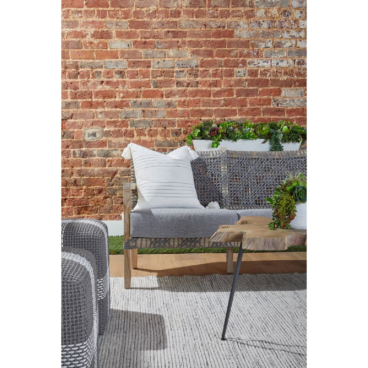 Modern European furniture - Woven Flat Rope Indoor/Outdoor Ottoman - www.oroa.com