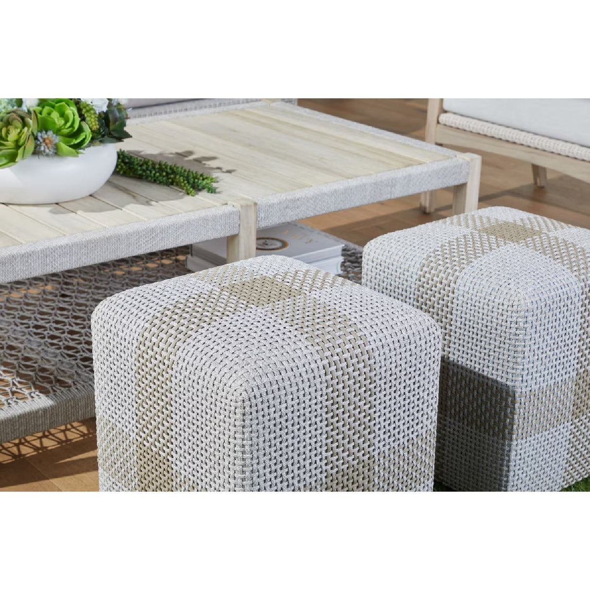 Modern European furniture - Woven Flat Rope Indoor/Outdoor Ottoman - www.oroa.com