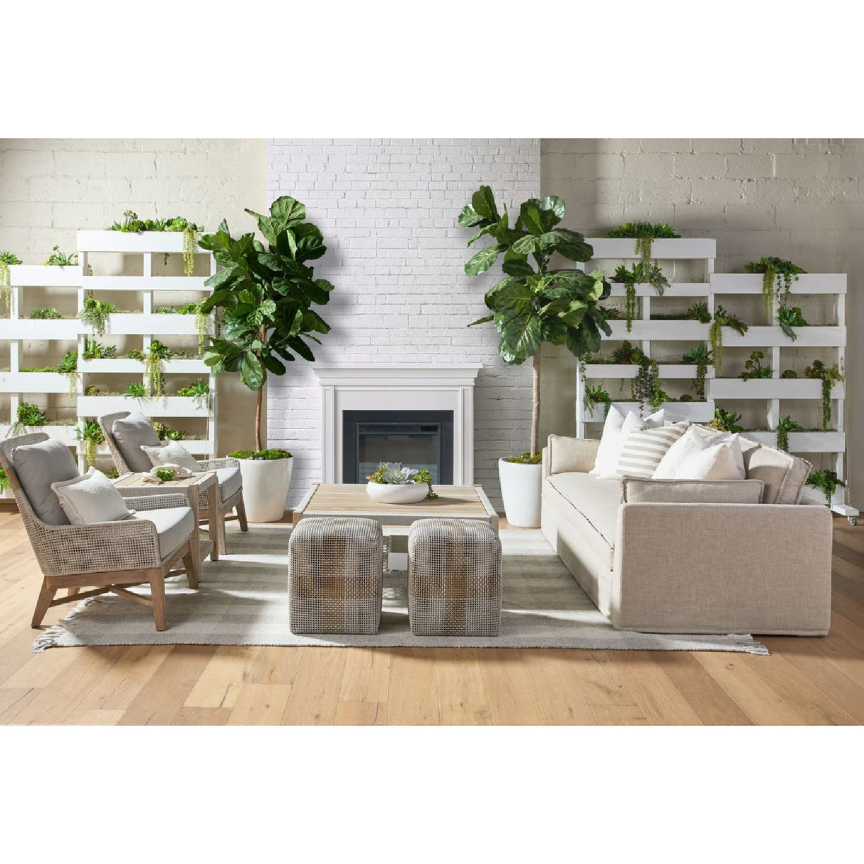 Modern European furniture - Woven Flat Rope Indoor/Outdoor Ottoman - www.oroa.com
