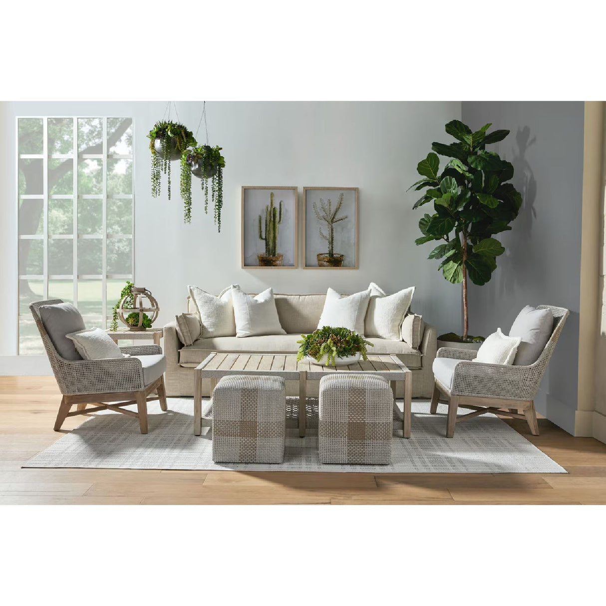 Modern European furniture - Woven Flat Rope Indoor/Outdoor Ottoman - www.oroa.com