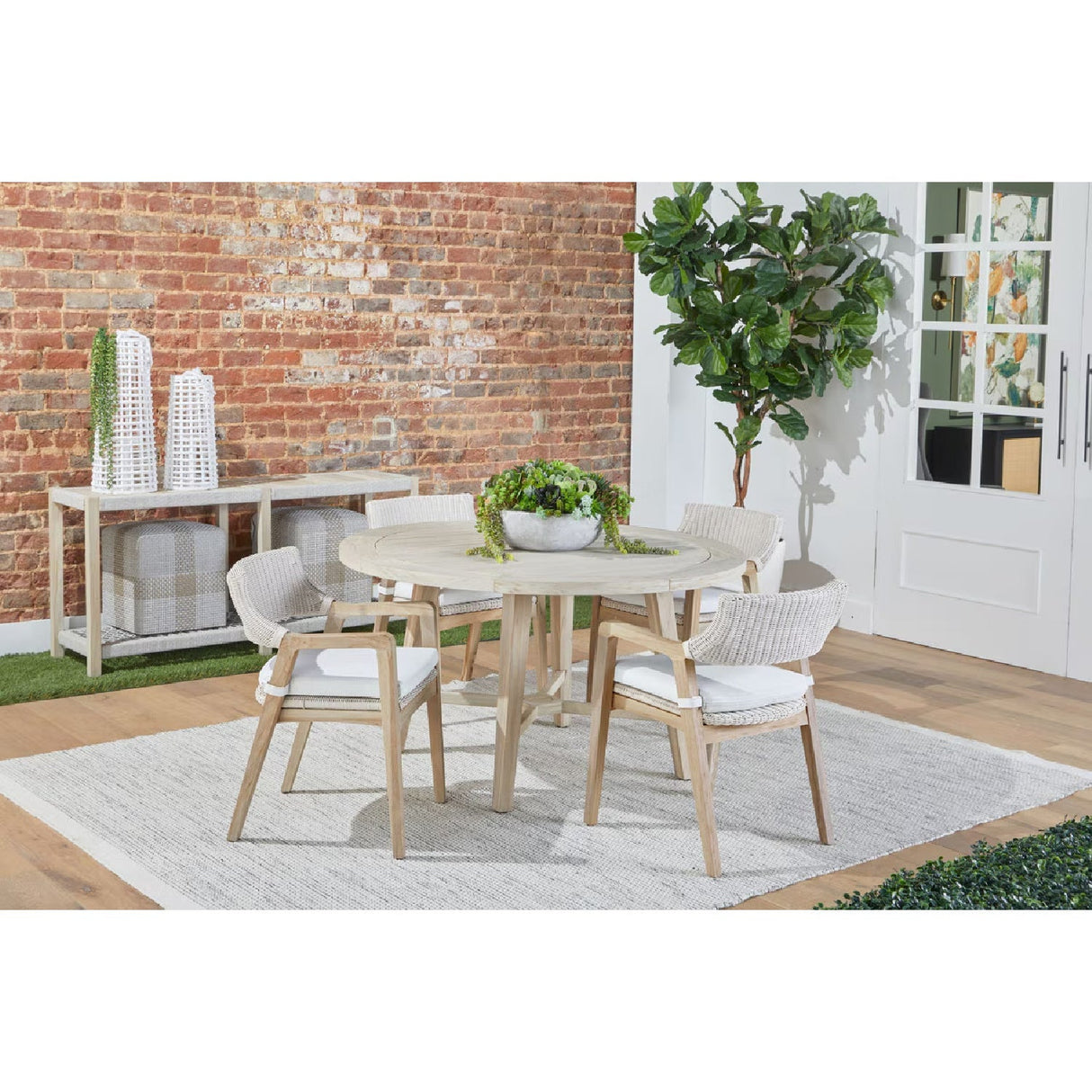 Modern European furniture - Woven Flat Rope Indoor/Outdoor Ottoman - www.oroa.com