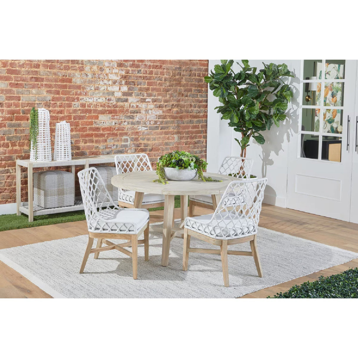 Modern European furniture - Woven Flat Rope Indoor/Outdoor Ottoman - www.oroa.com