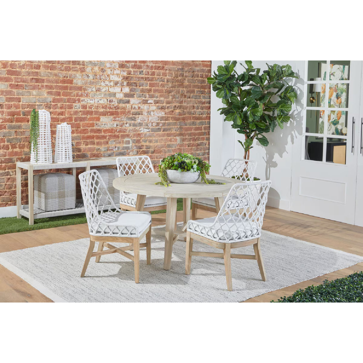 Modern European furniture - Woven Flat Rope Indoor/Outdoor Ottoman - www.oroa.com | Oroa.com
