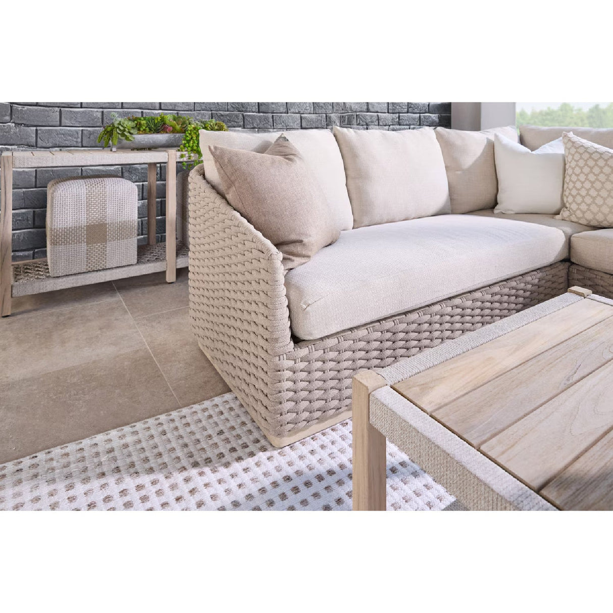 Modern European furniture - Woven Flat Rope Indoor/Outdoor Ottoman - www.oroa.com