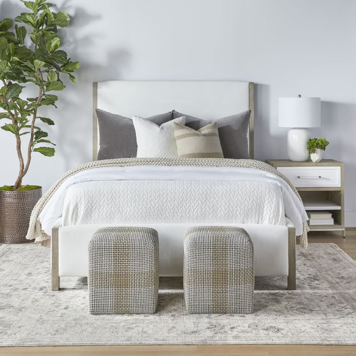 Modern European furniture - Woven Flat Rope Indoor/Outdoor Ottoman - www.oroa.com