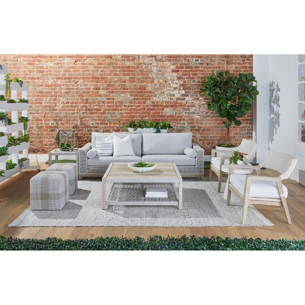 Modern European furniture - Woven Flat Rope Indoor/Outdoor Ottoman - www.oroa.com