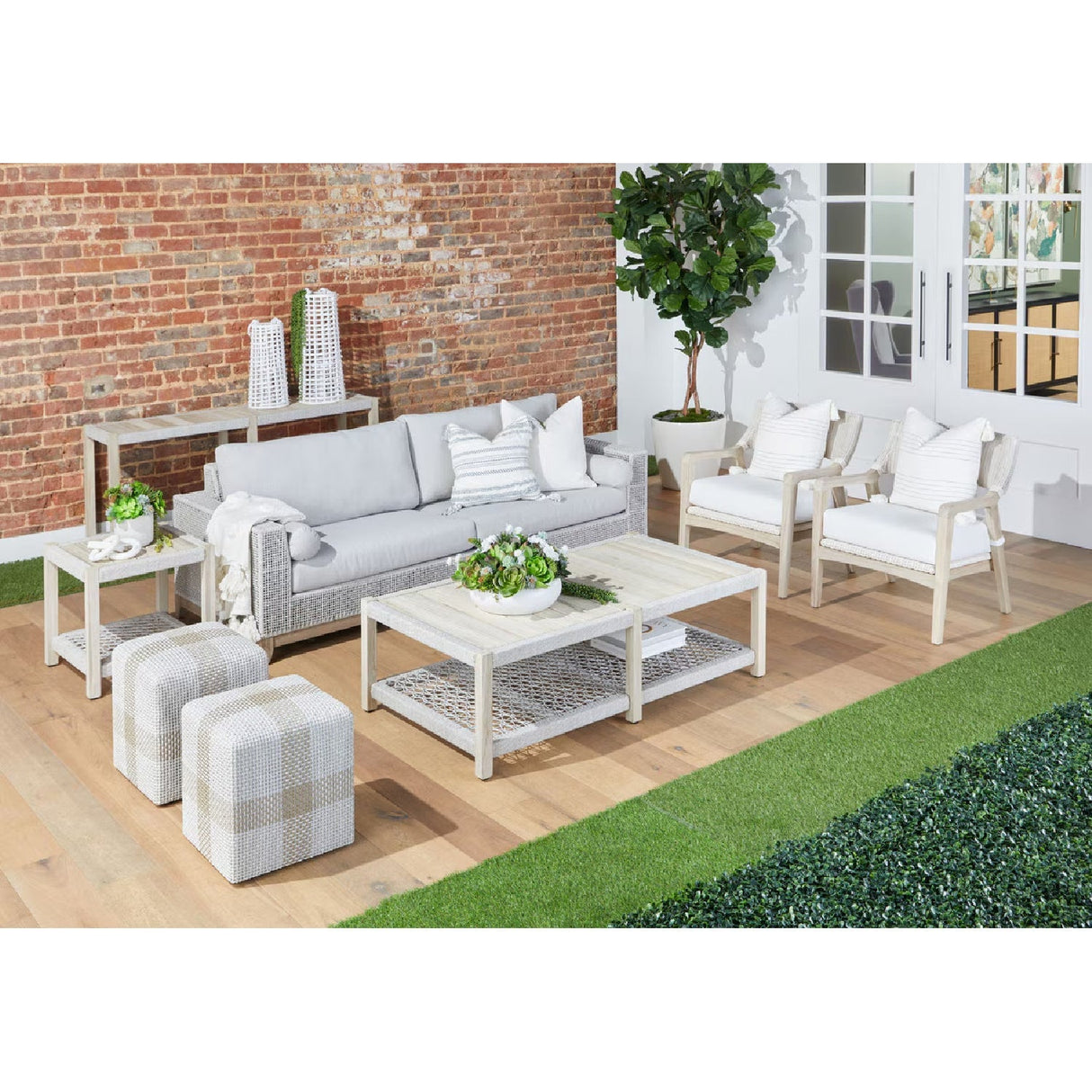 Modern European furniture - Woven Flat Rope Indoor/Outdoor Ottoman - www.oroa.com