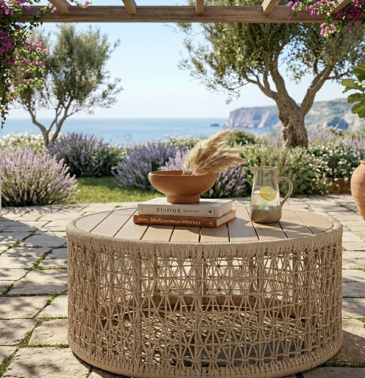 Modern European furniture - Beige Rope Outdoor Coffee Table - www.oroa.com