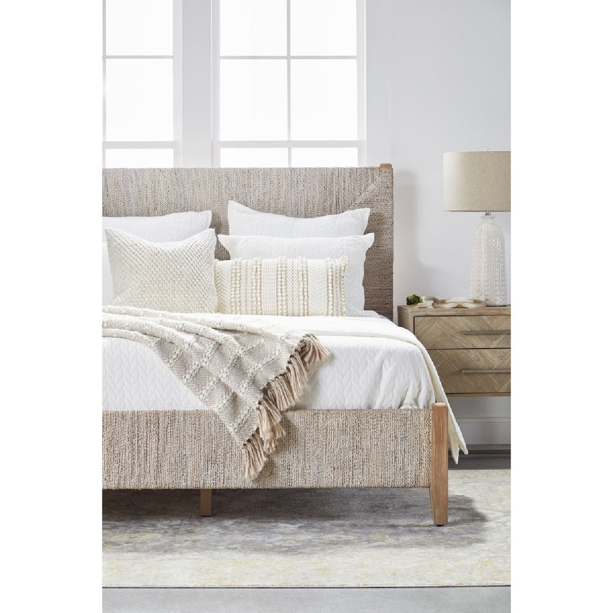 Whitewashed Abaca Rope Bed | Living Essentials Malay – alternate view 20