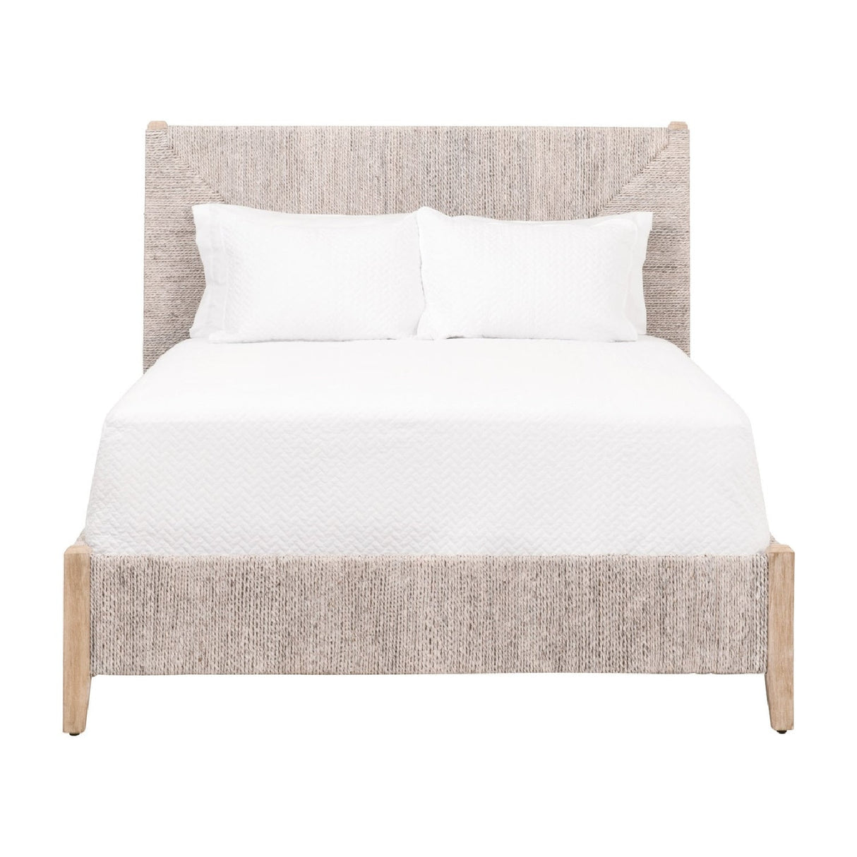 Whitewashed Abaca Rope Bed | Living Essentials Malay – front view