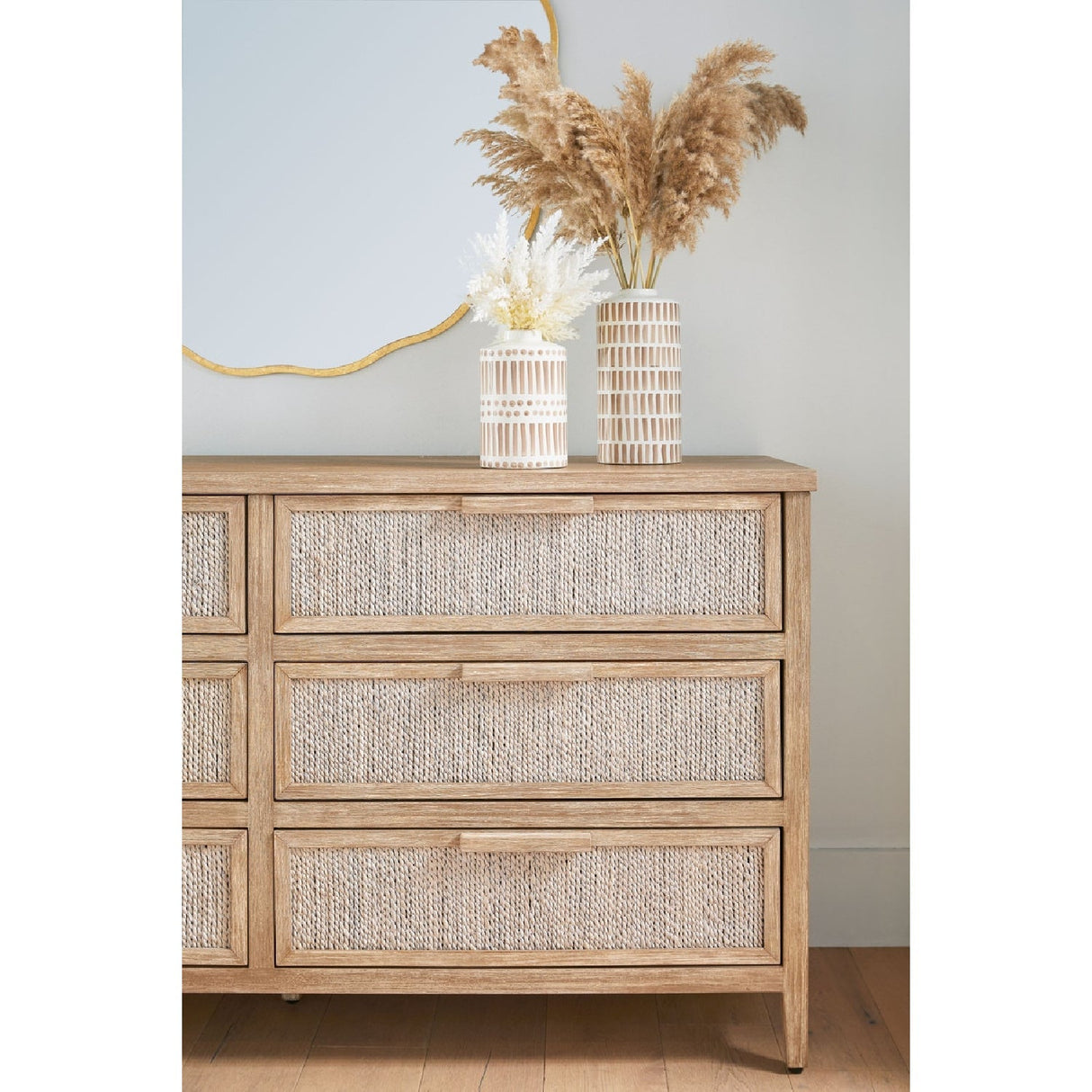 Modern European furniture - Gray Mahogany 6-Drawer Double Dresser - www.oroa.com
