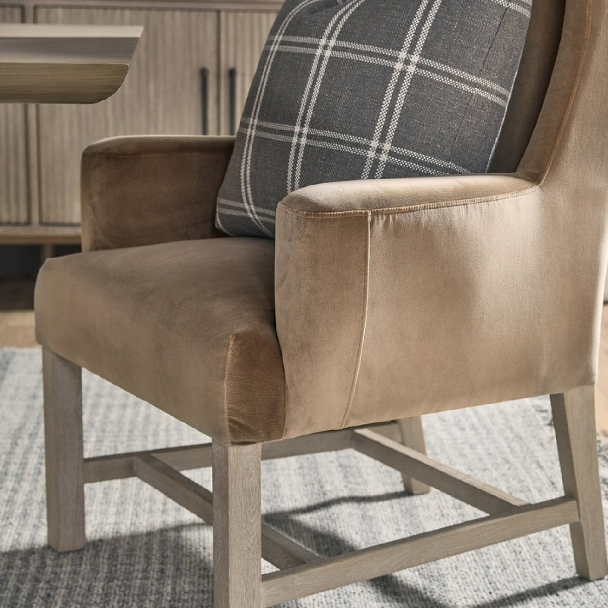 Modern European furniture - Brown Velvet High-Back Accent Chair - www.oroa.com