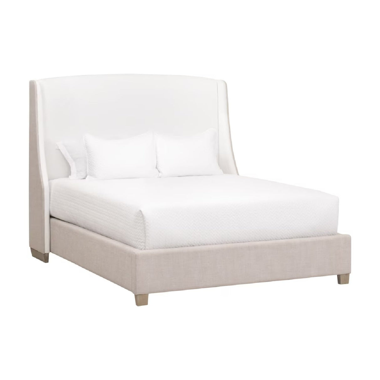 Beige Fabric Bed | Living Essentials Sloan – side view
