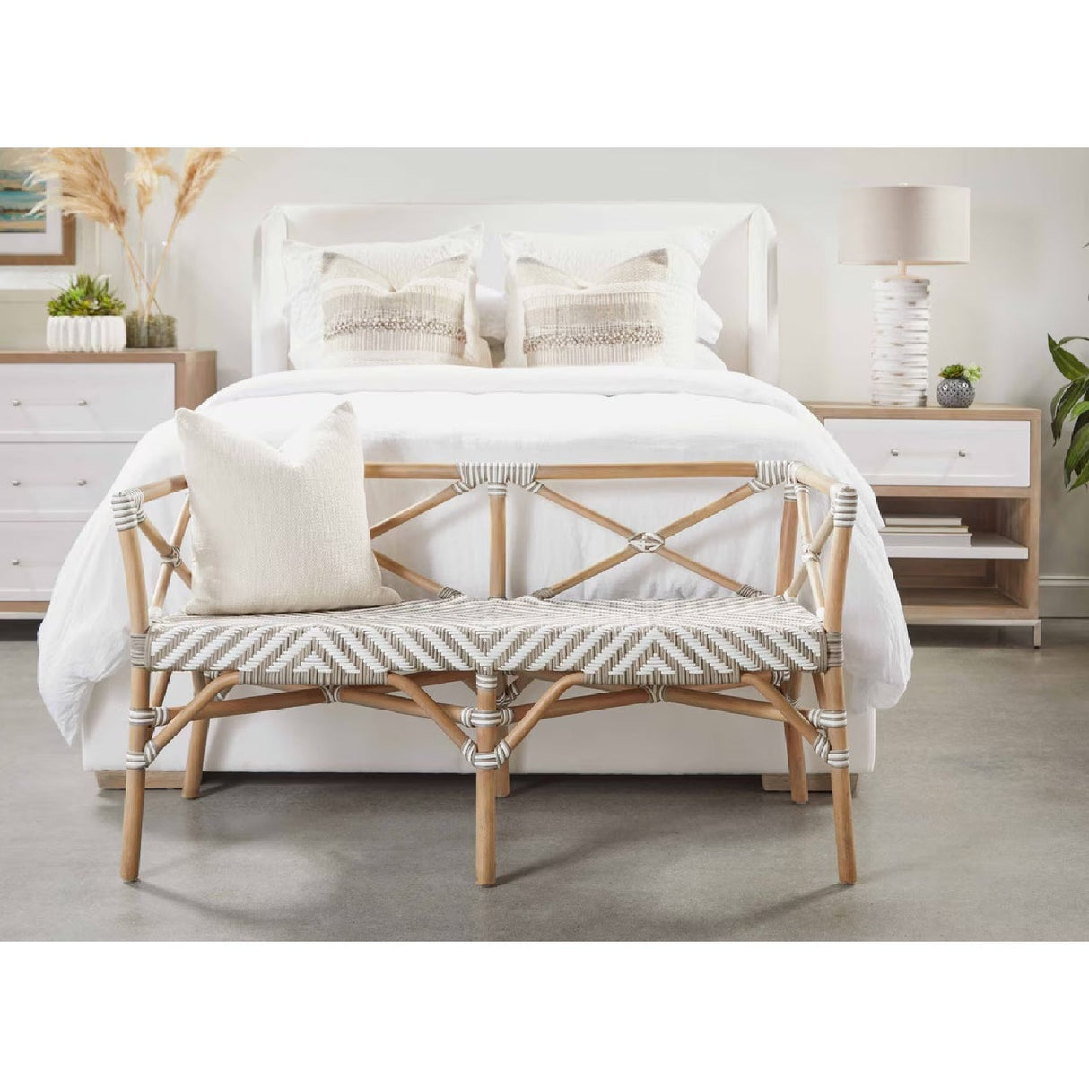 Modern European furniture - White Upholstered Queen Bed - www.oroa.com