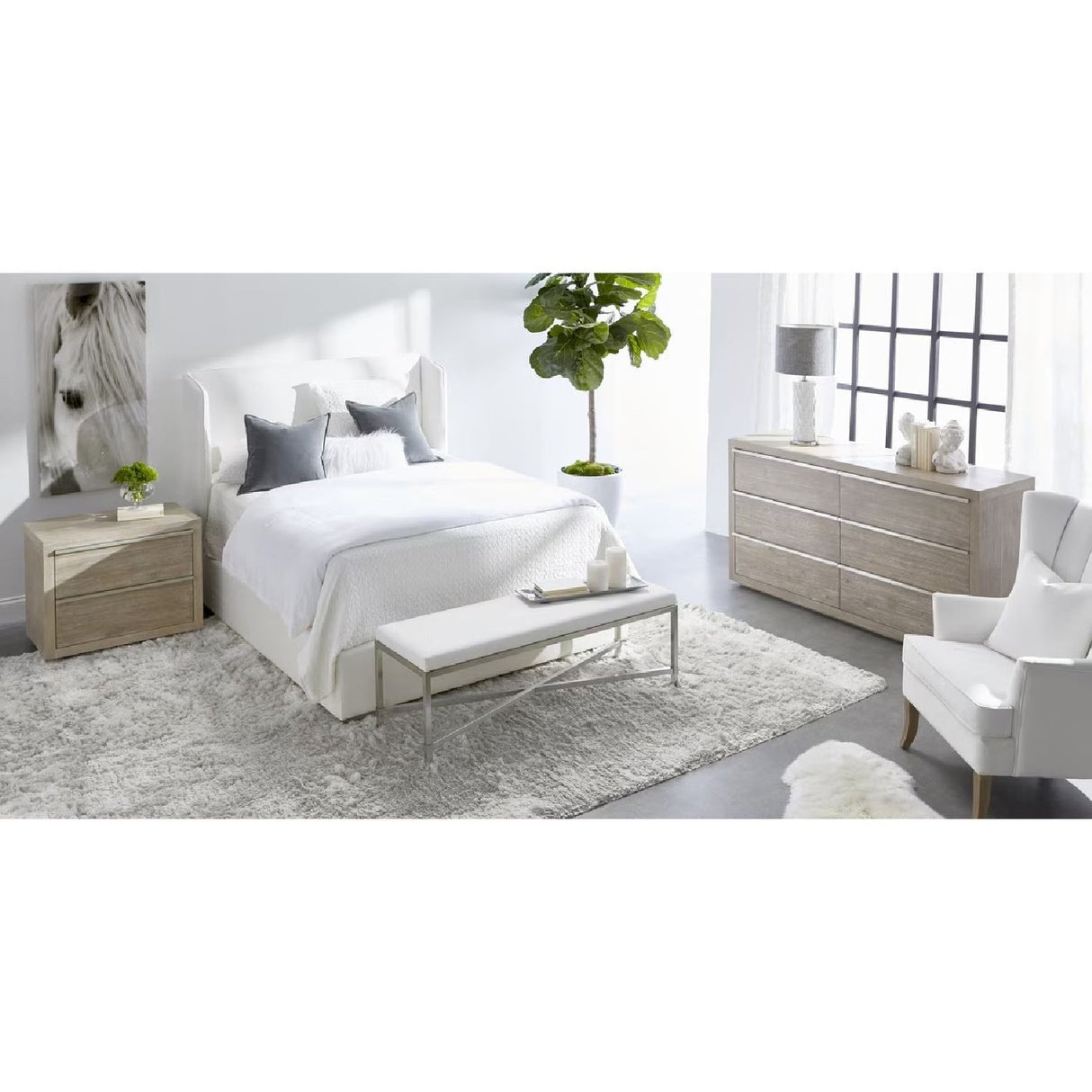 Modern European furniture - White Upholstered Queen Bed - www.oroa.com