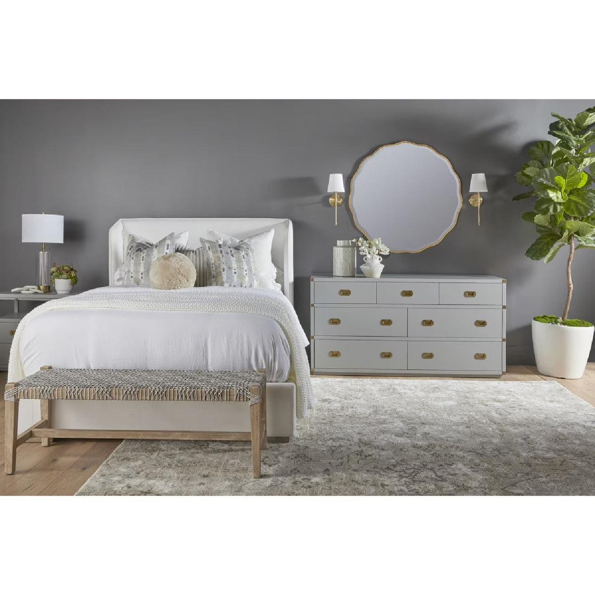 Modern European furniture - White Upholstered Queen Bed - www.oroa.com
