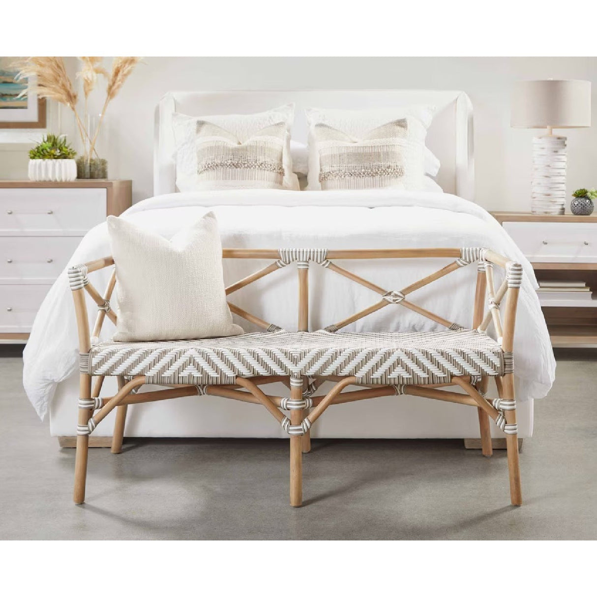 Modern European furniture - White Upholstered California King Bed - www.oroa.com