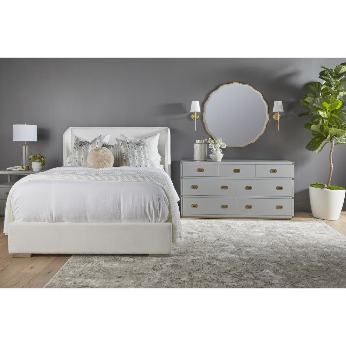 Modern European furniture - White Upholstered California King Bed - www.oroa.com