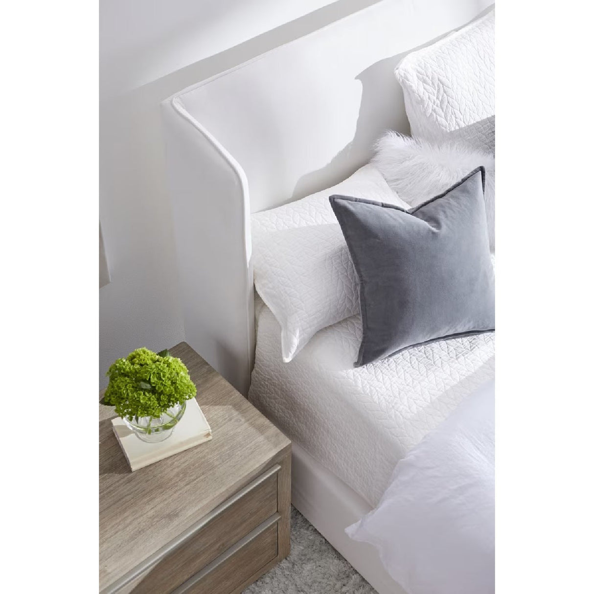 Modern European furniture - White Upholstered California King Bed - www.oroa.com