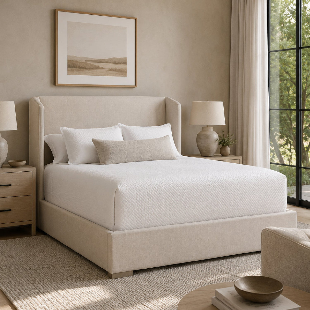 Modern European furniture - Winged Headboard Kind Bed - www.oroa.com