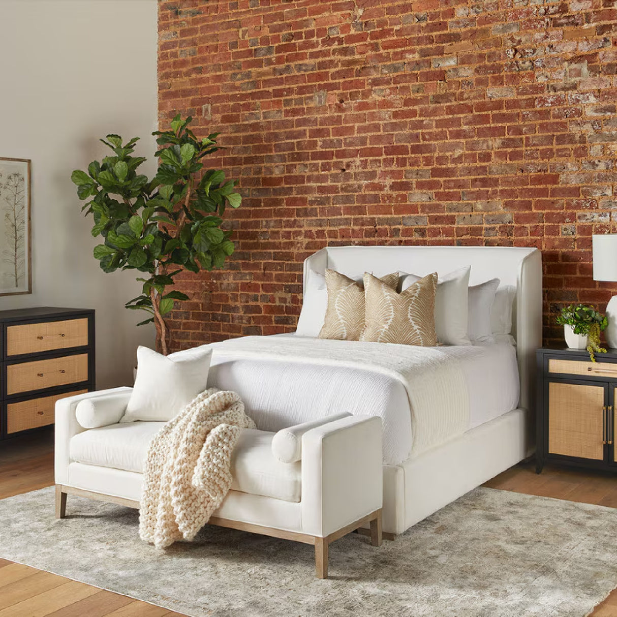 Modern European furniture - Winged Headboard Kind Bed - www.oroa.com