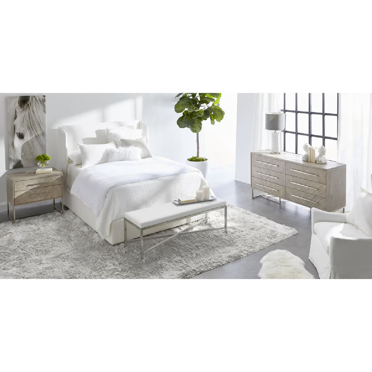 Modern European furniture - Winged Headboard Kind Bed - www.oroa.com