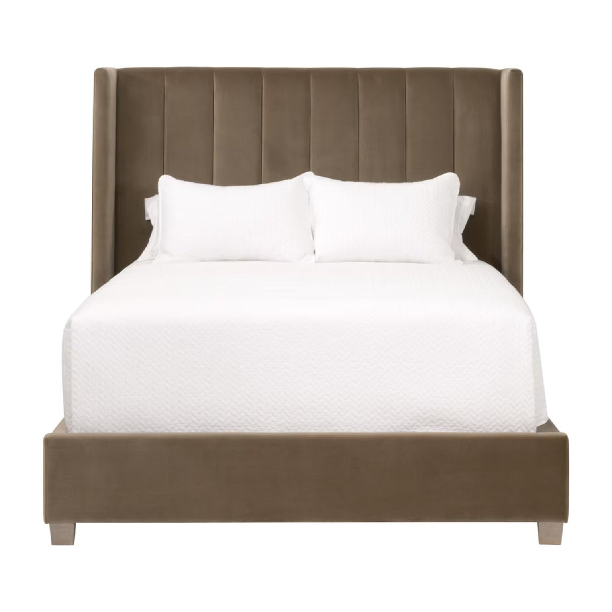 Modern European furniture - Velvet Channeled Queen Bed - www.oroa.com