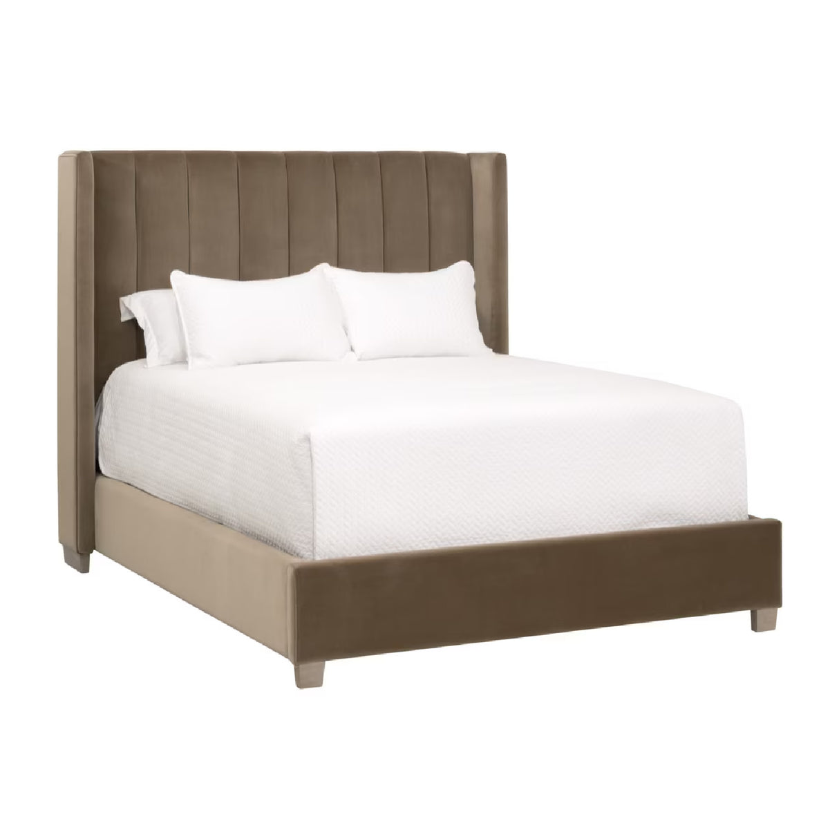 Modern European furniture - Velvet Channeled Queen Bed - www.oroa.com