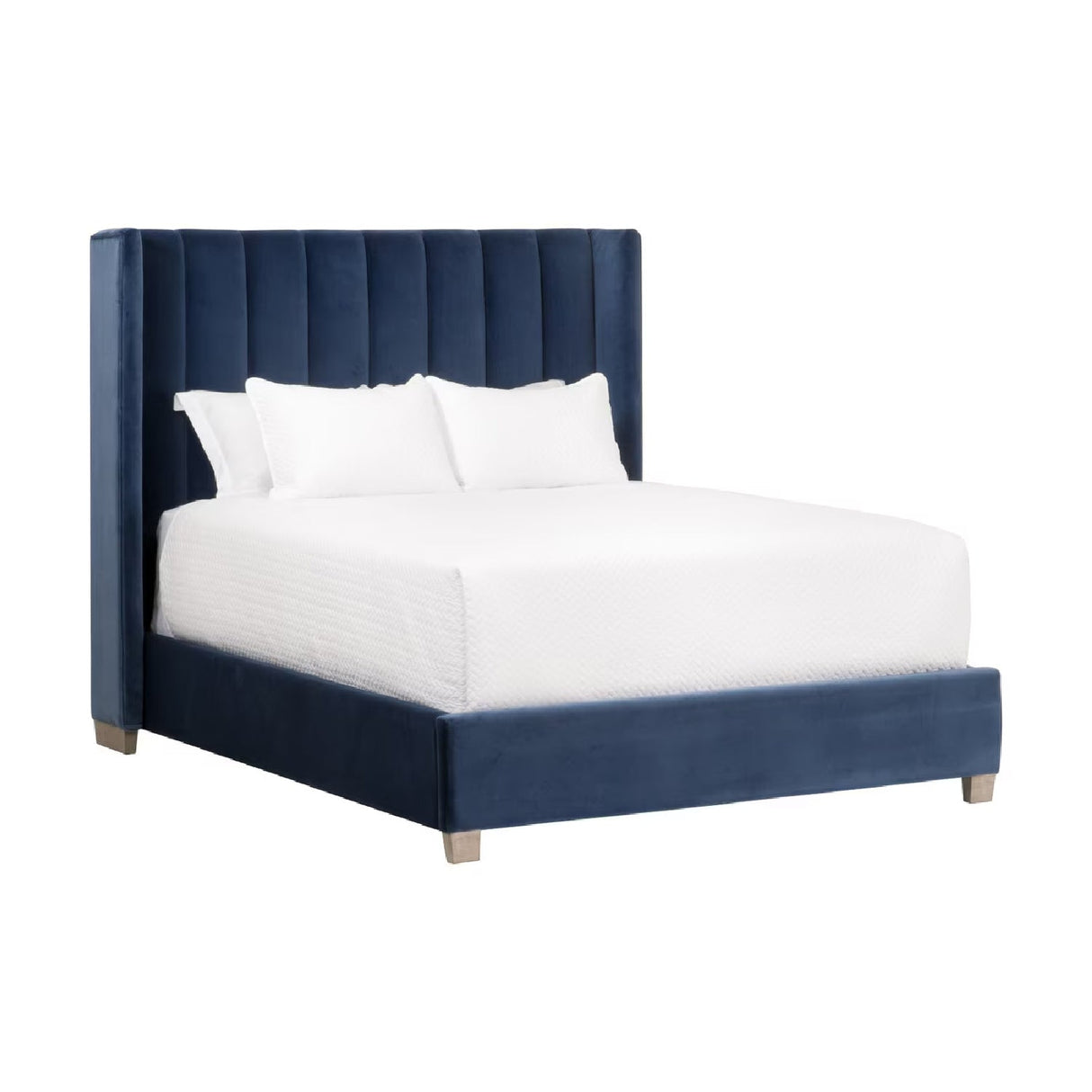 Modern European furniture - Velvet Channeled Queen Bed - www.oroa.com