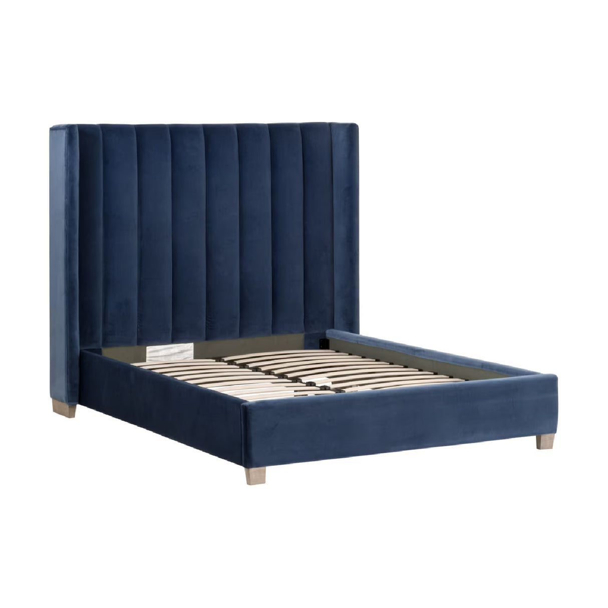 Modern European furniture - Velvet Channeled Queen Bed - www.oroa.com