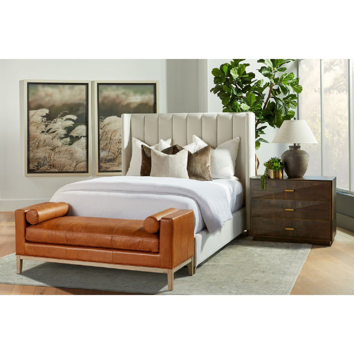 Cream Velvet California King Bed | Living Essentials Chandler – alternate view 11