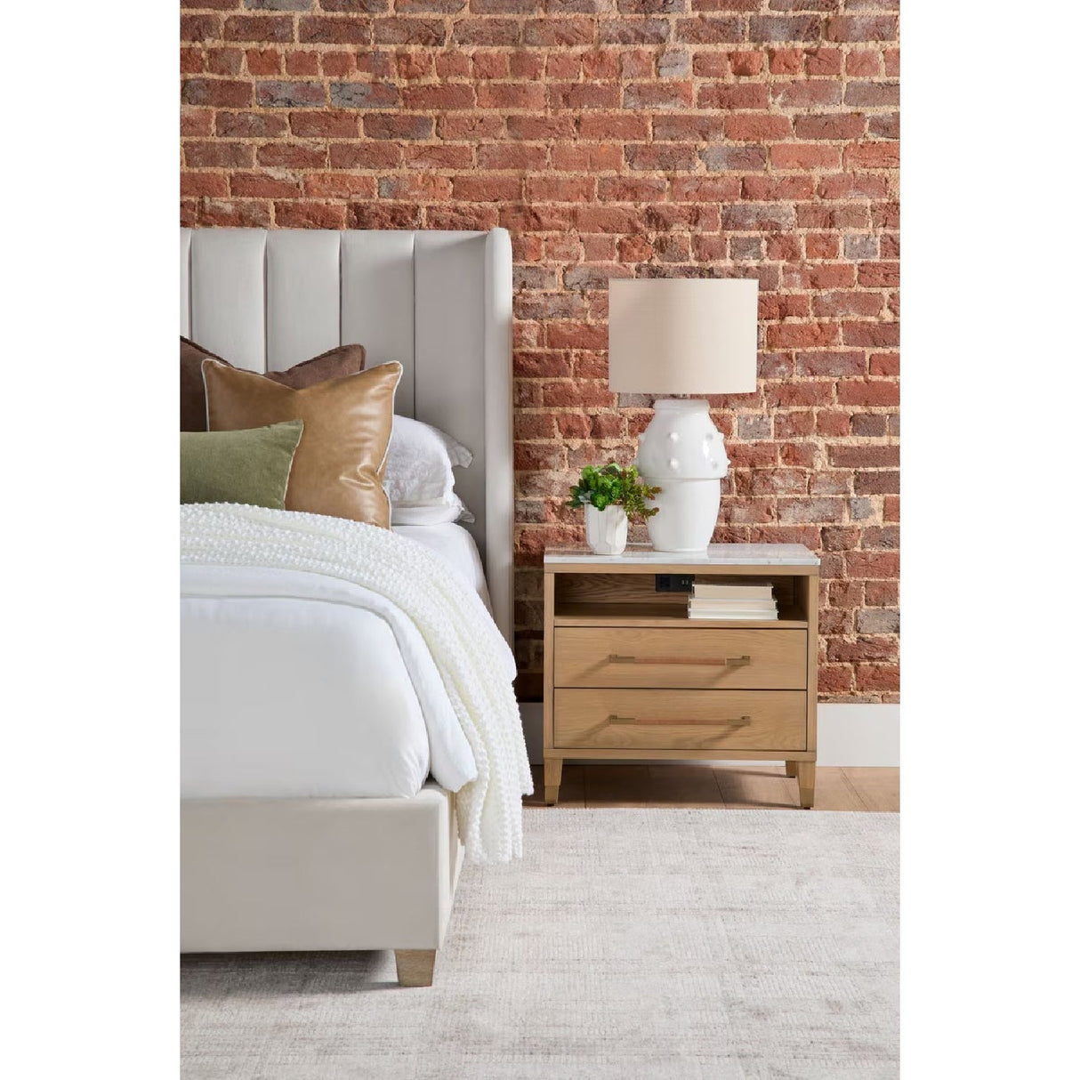 Cream Velvet California King Bed | Living Essentials Chandler – alternate view 14
