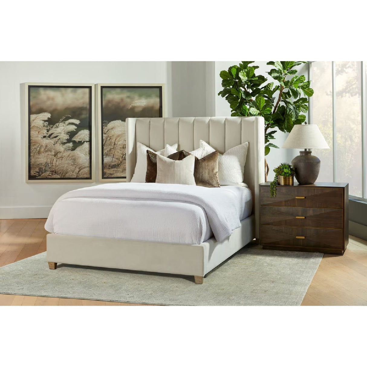 Modern European furniture - Cream Velvet California King Bed - www.oroa.com