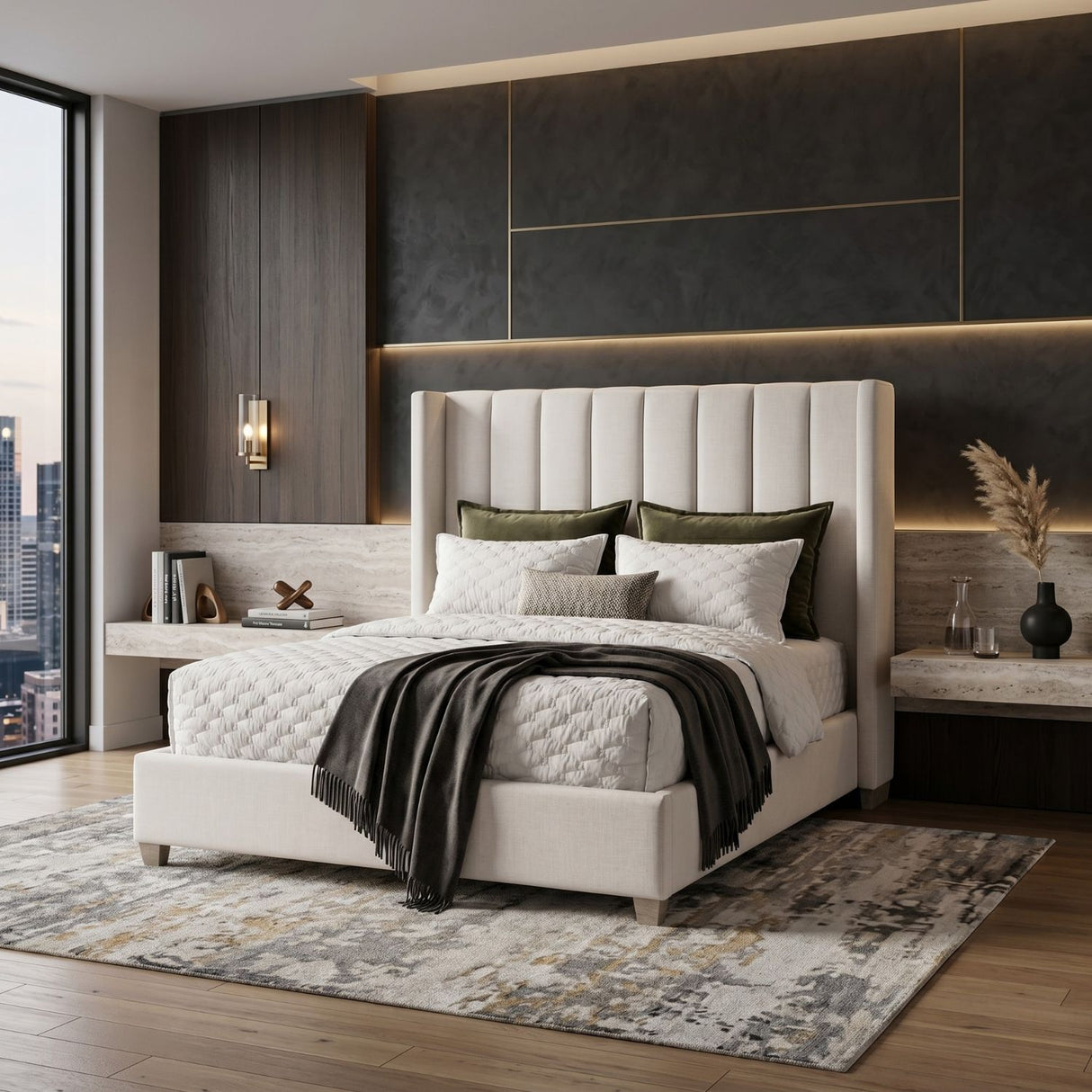 Cream Velvet California King Bed | Oroa.com
