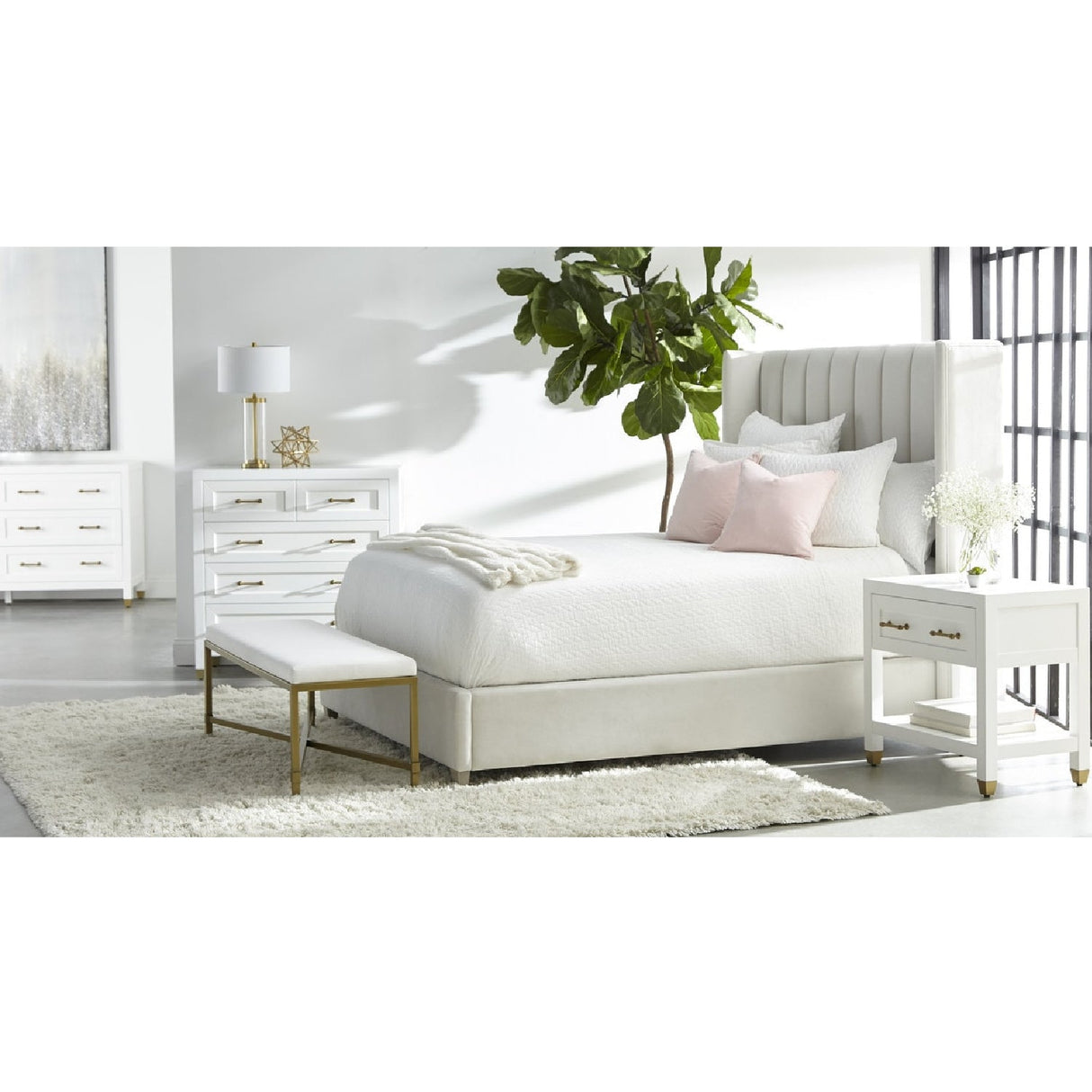 Channeled Velvet King Bed | Living Essentials Chandler – alternate view 17