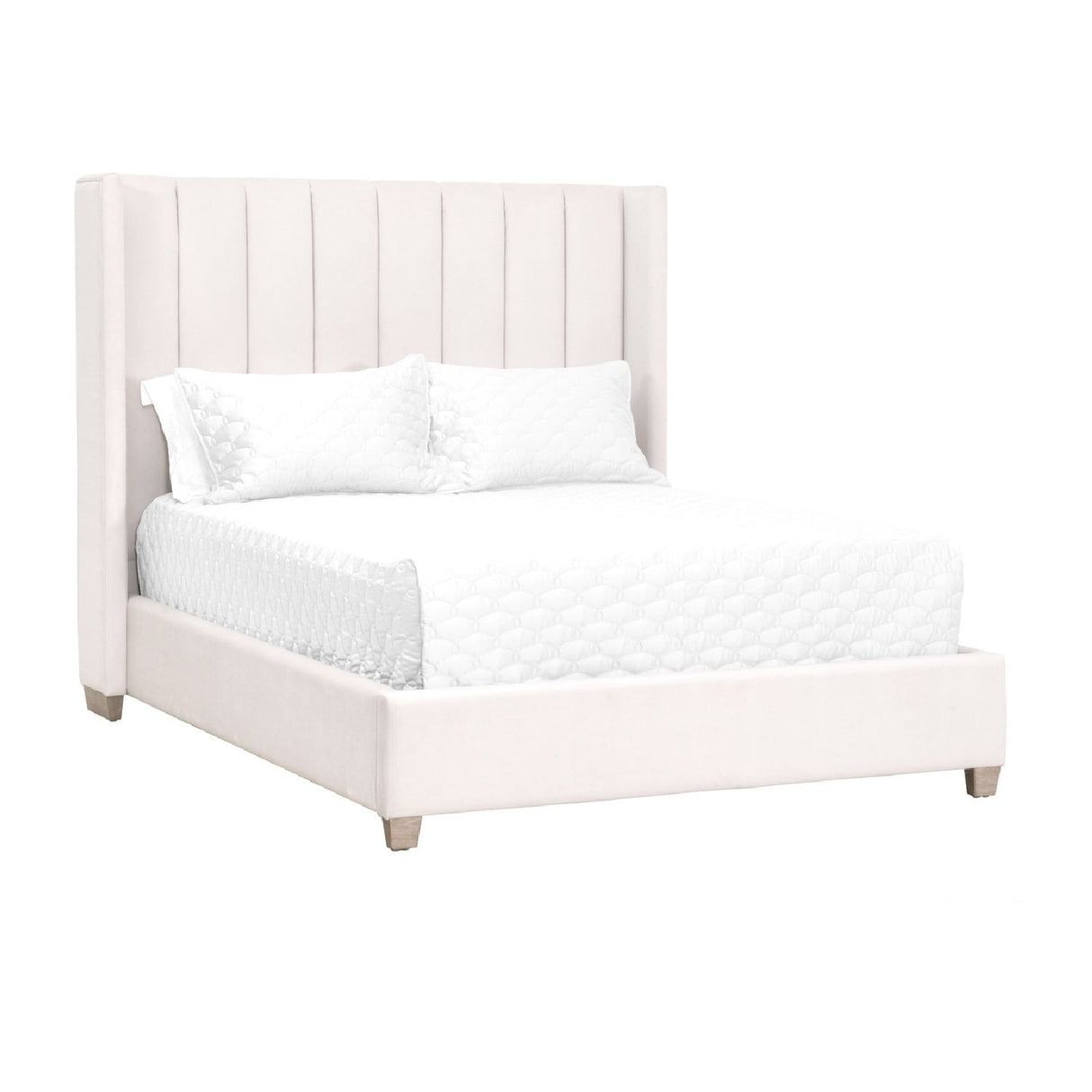 Channeled Velvet King Bed | Living Essentials Chandler – side view
